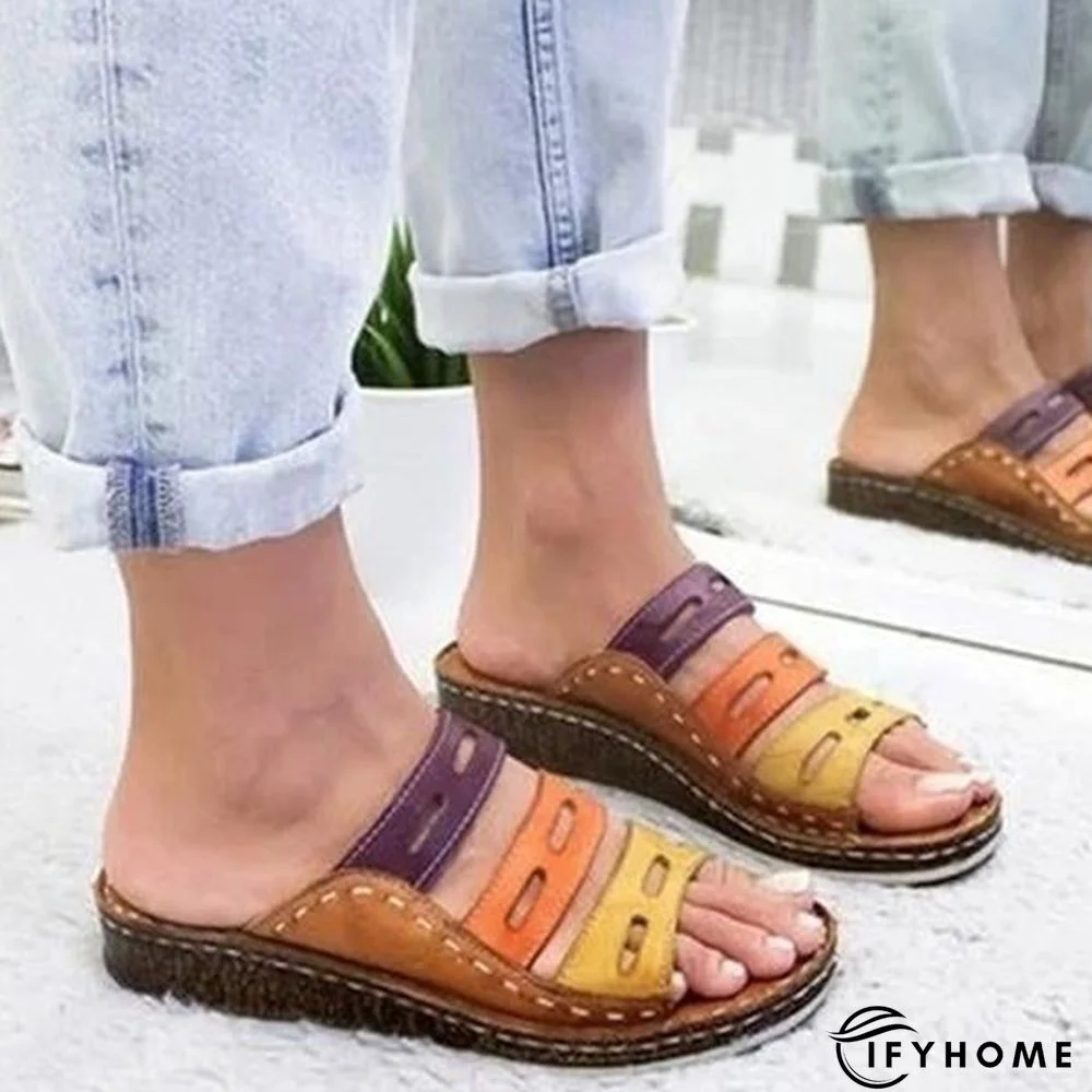 Women Open Toe Low Heels Sandals | IFYHOME