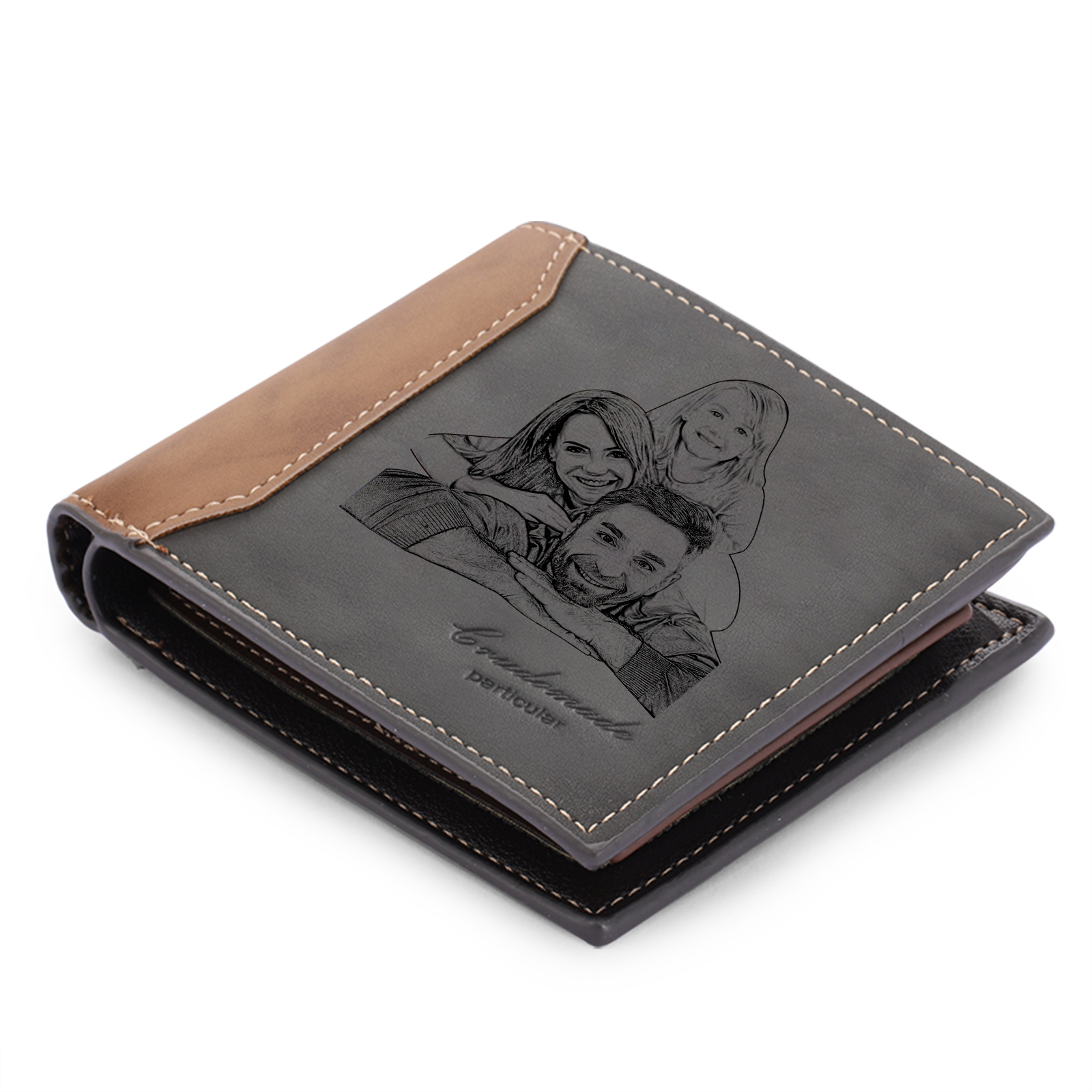 Portafoglio in PU pelle 1 foto e 1 nome e 1 lettera personalizzati regalo per nonno