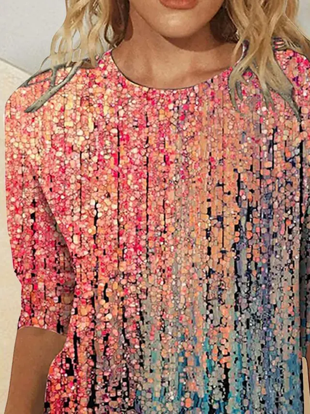 Vacation Loosen Crew Neck Shirts & Tops