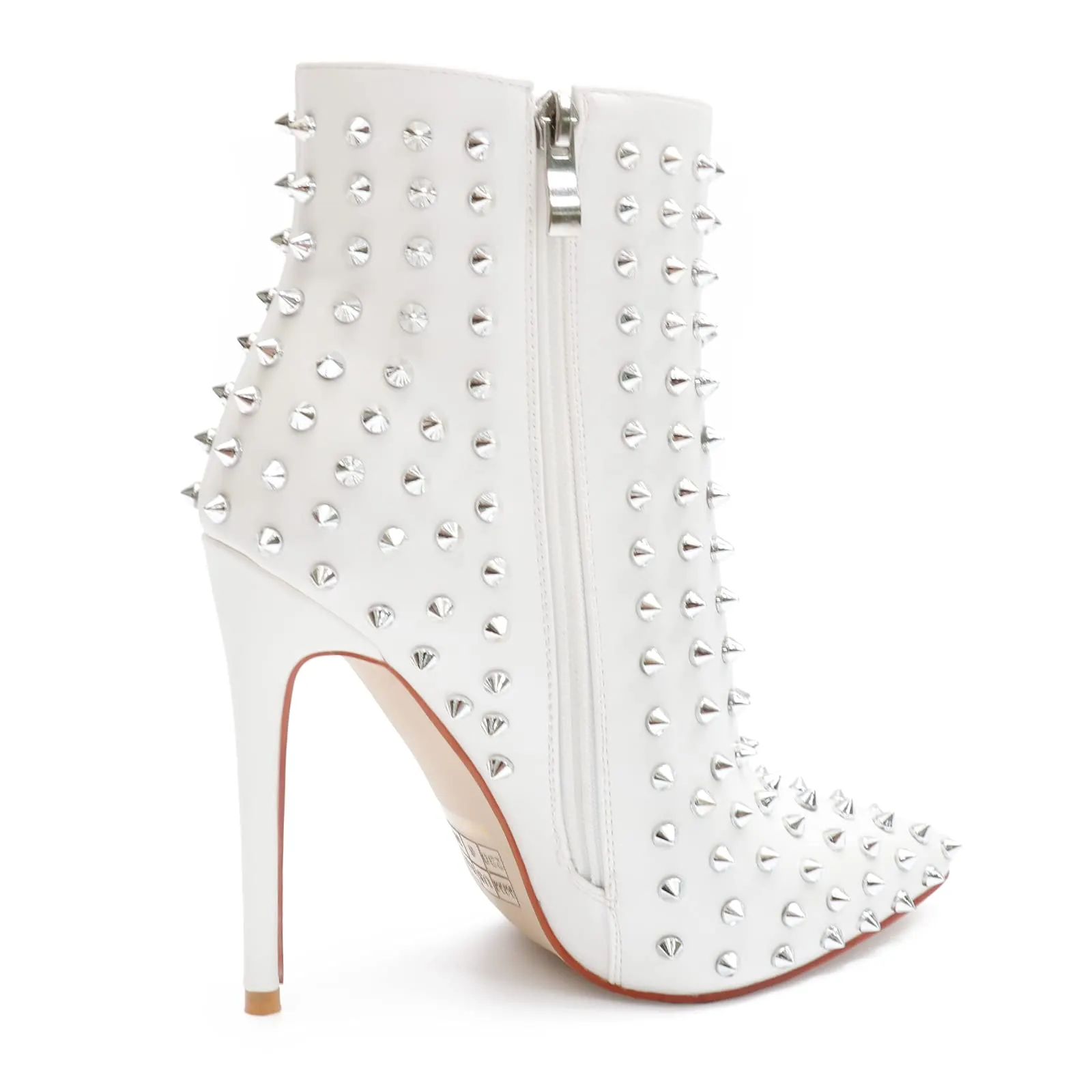 4.72" Women's Ankle Boots with Rivets Closed Pointed Toe Stilettos Boots-vocosishoes
