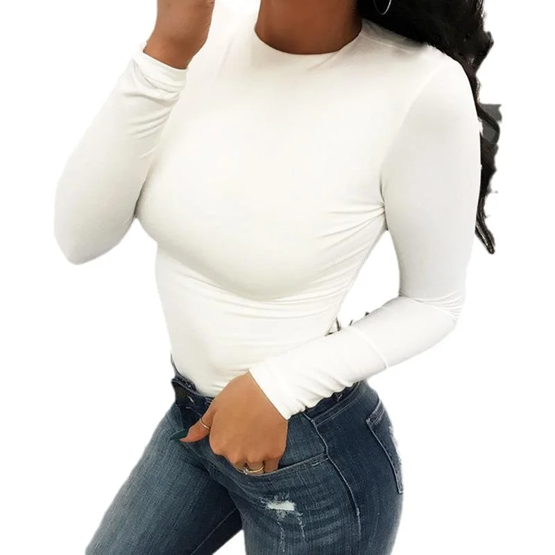 Uveng Uveng Autumn New Slim Sexy Jumpsuit Long Sleeve With Chest Sexy T-Shirt Female Ins