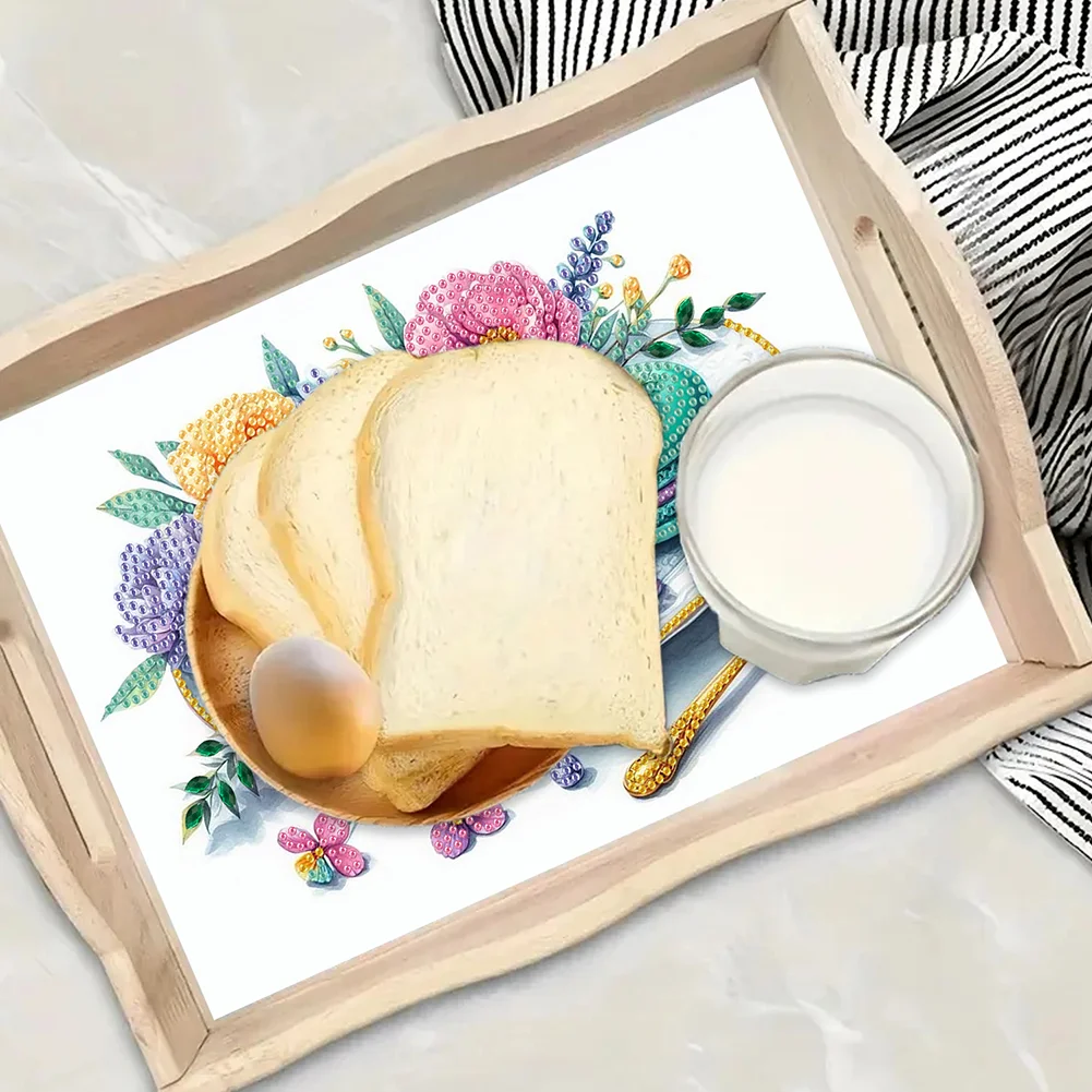 Wooden Macaron Afternoon Tea 5D DIY Diamond Painting Tray Art Craft with Handle