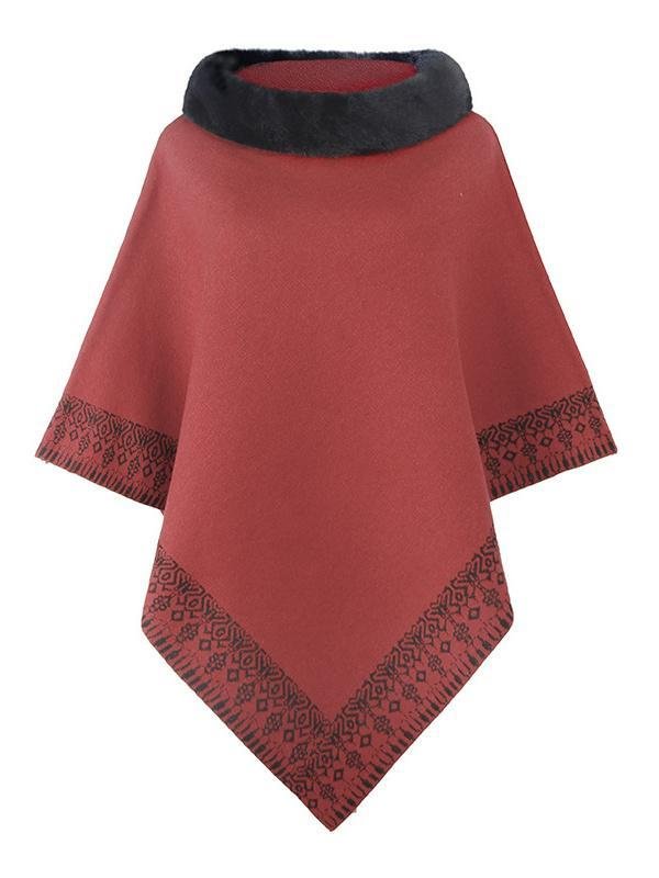 Women's Turtle Neck 3/4 Sleeve Cape Coat Top