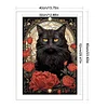 (Big Size)Black Cat And Rose - 11CT Stamped Cross Stitch - 40*60cm