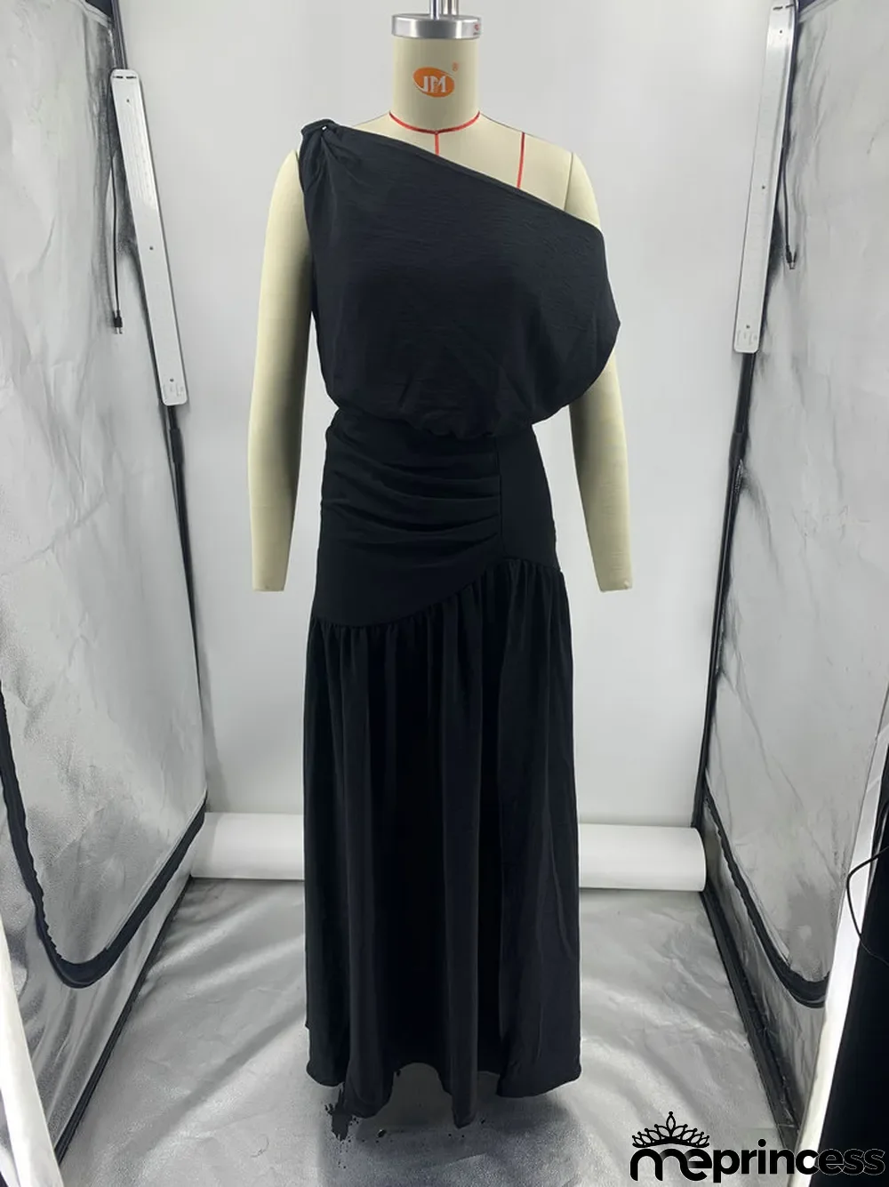 Solid Sexy Slash Shoulder Off-Shoulder Slim Waist Slit Gown Dress