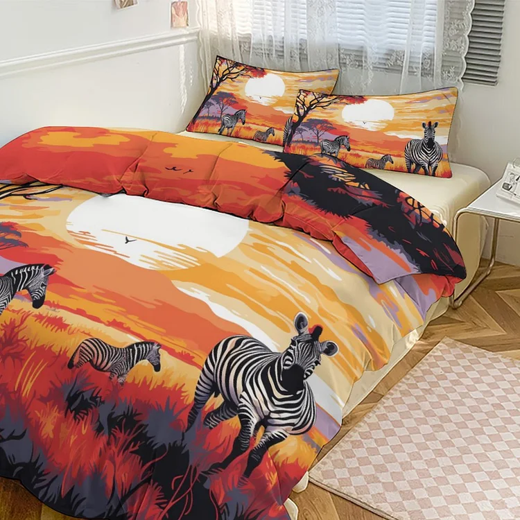 3-Piece Bedding Set (1 Duvet Cover + 2 Pillow Shams) AFRICAN ANIMAL ZEBRA  customized, personalized, gift