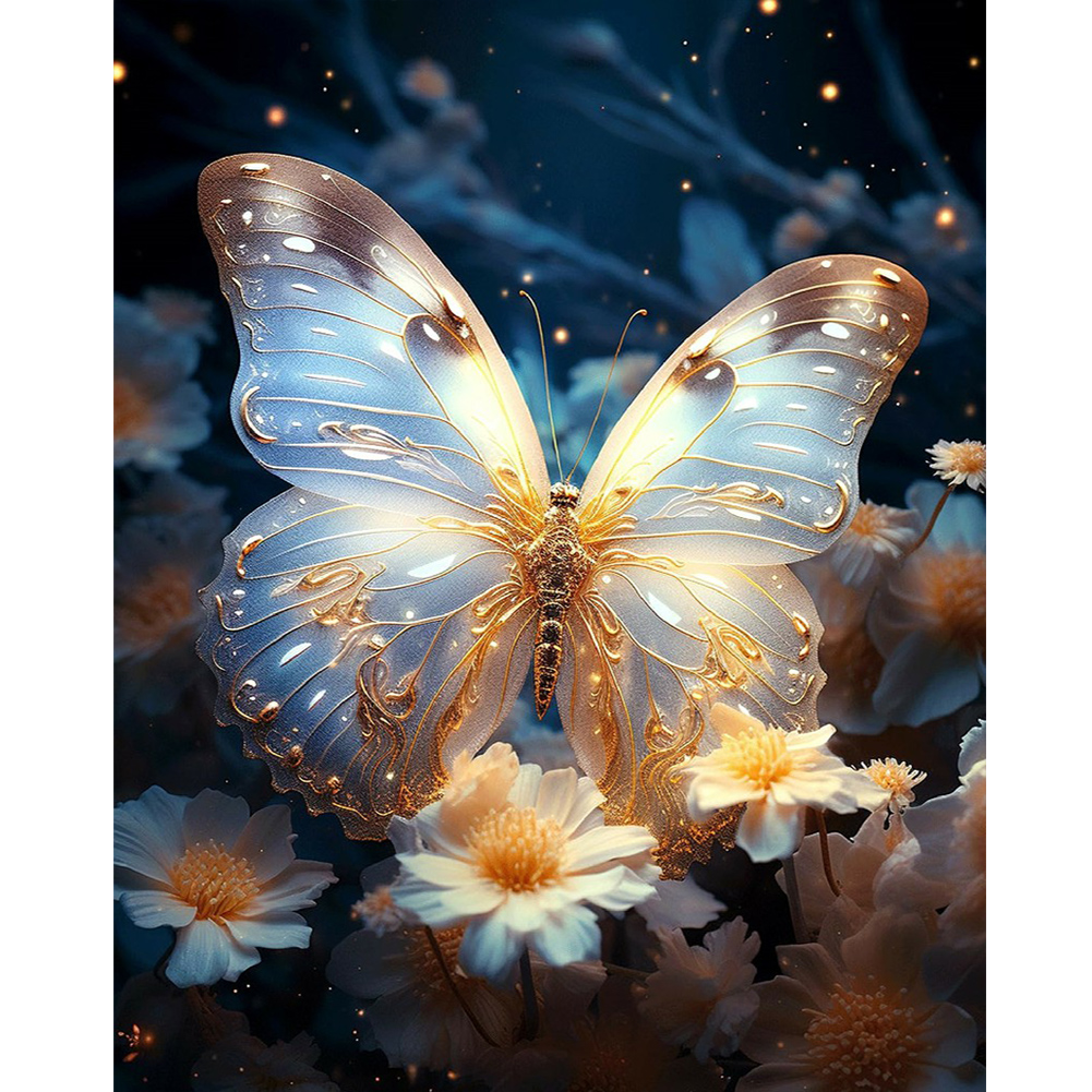 Luminous Butterfly 30*40cm(canvas) full round drill diamond painting