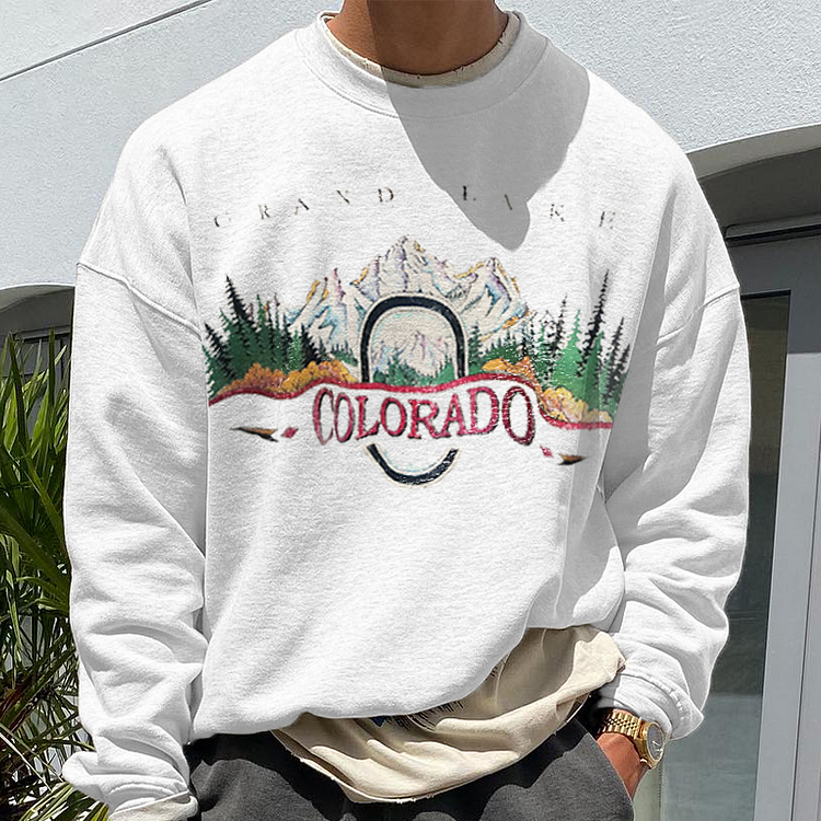 Men'S Oversized Vintage "COLORADO" Casual Sweatshirt