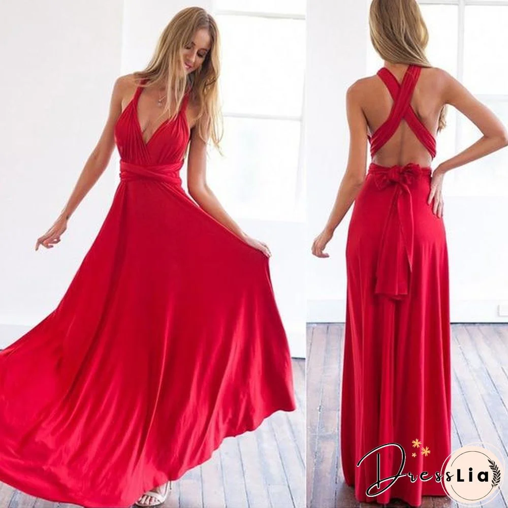 Women Wrap Convertible Boho Maxi Red Bandage Long Bridesmaids Infinity Dress