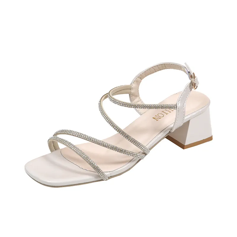 Breakj Breakj Sandals In The Summer Of 2025 British Fashion With New Square Head Drill With Thick High Heels Women's Shoes