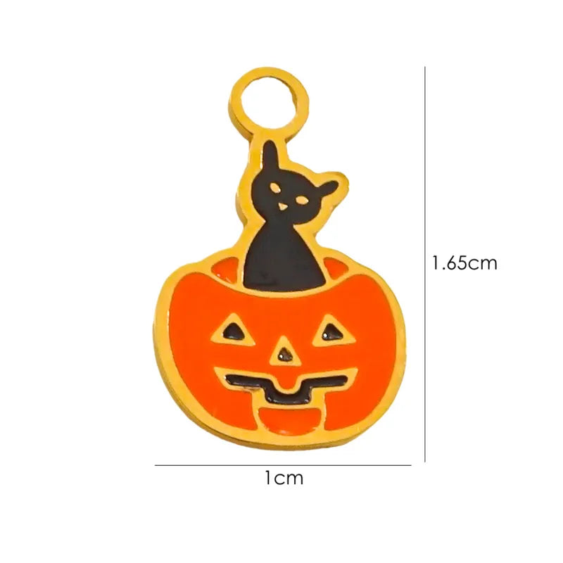 1 Piece 10*14.8mm 8.3*14.8mm 9.1*15.2mm 304 Stainless Steel 14K Gold Plated Pumpkin Skull Grimace Pendant Jewelry Accessories