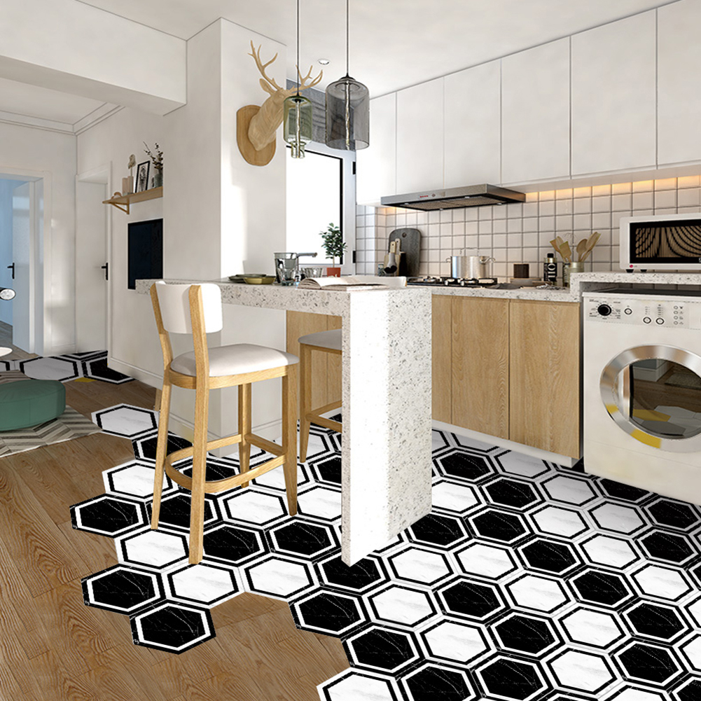 

10pcs Hexagon Floor Tiles Wall Stickers Waterproof Bathroom Kitchen Decals, Db080, 501 Original