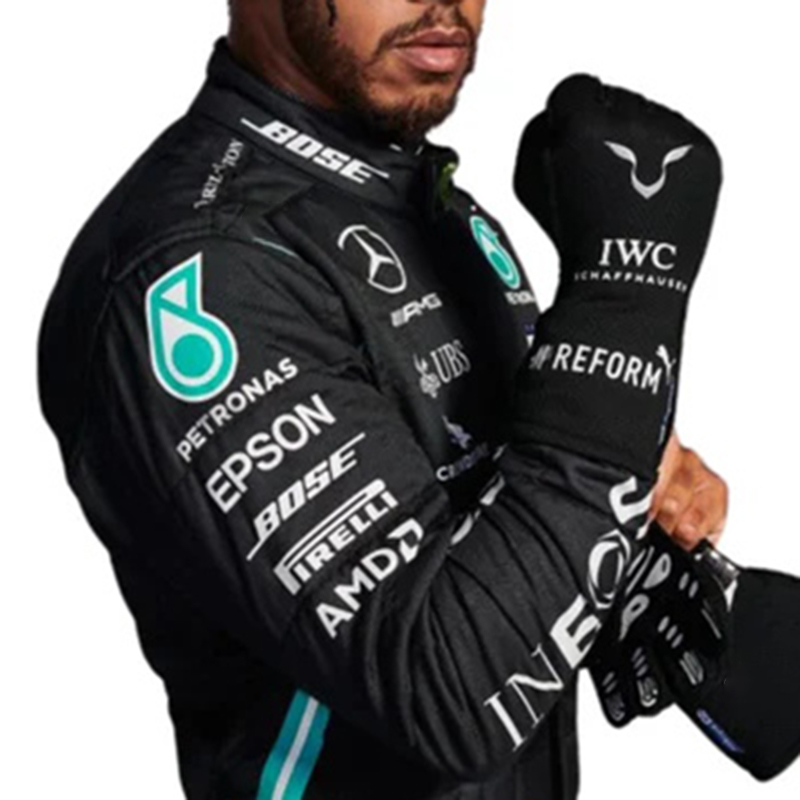 Men's Black One-Piece Racing Print Jumpsuit