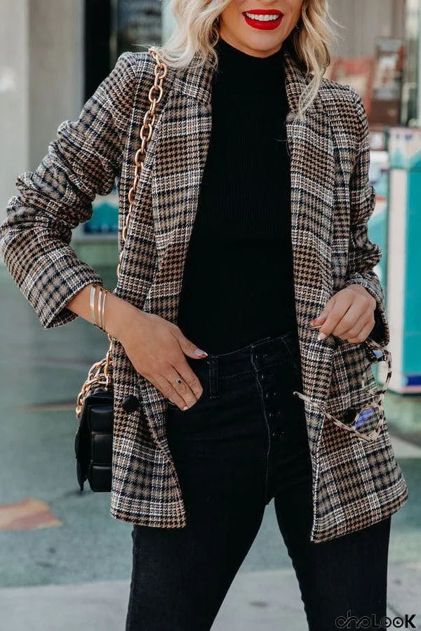 Brown Check Bird Check Coat