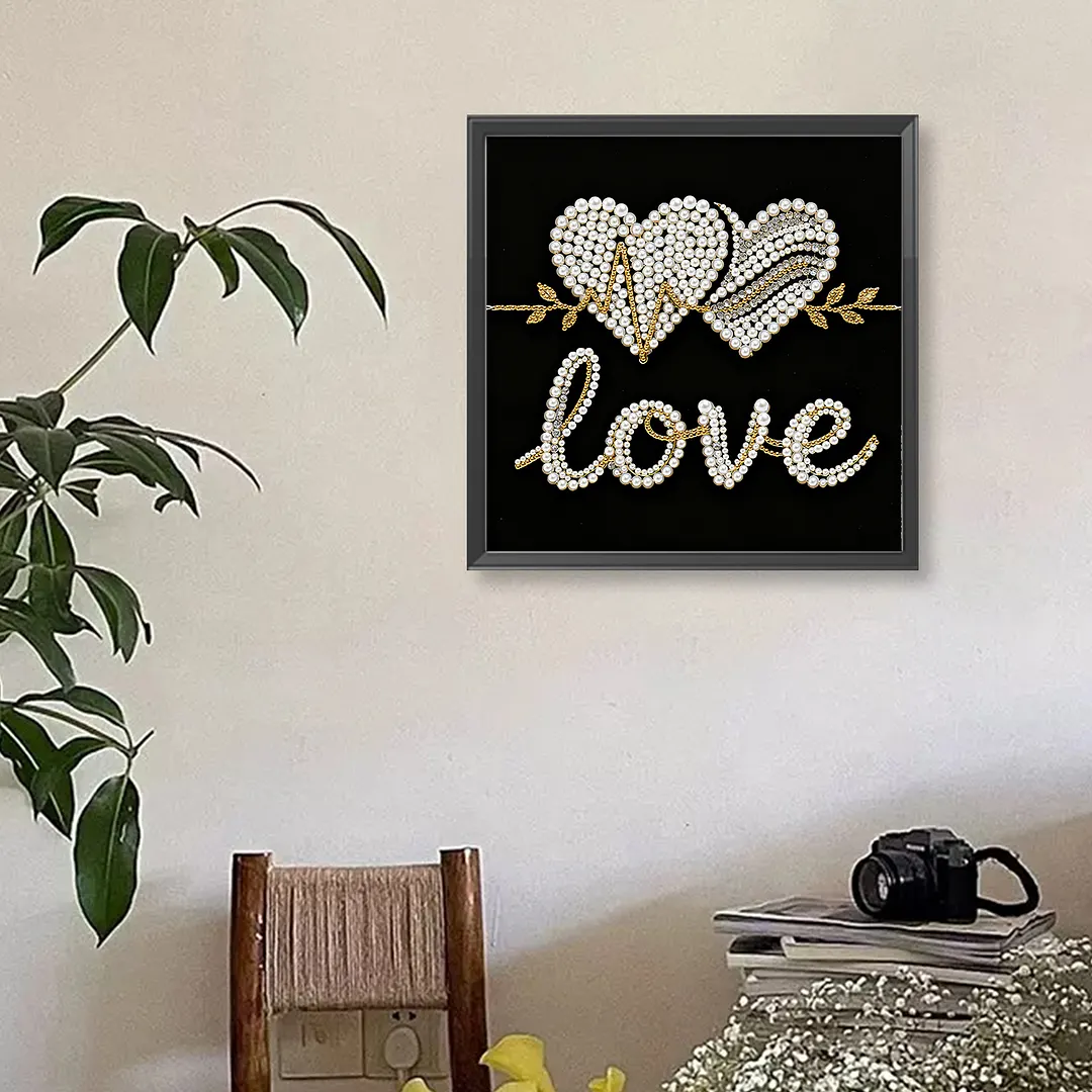 Love Self-Adhesive Frameless DIY Pearl Painting 30x30cm Canvas