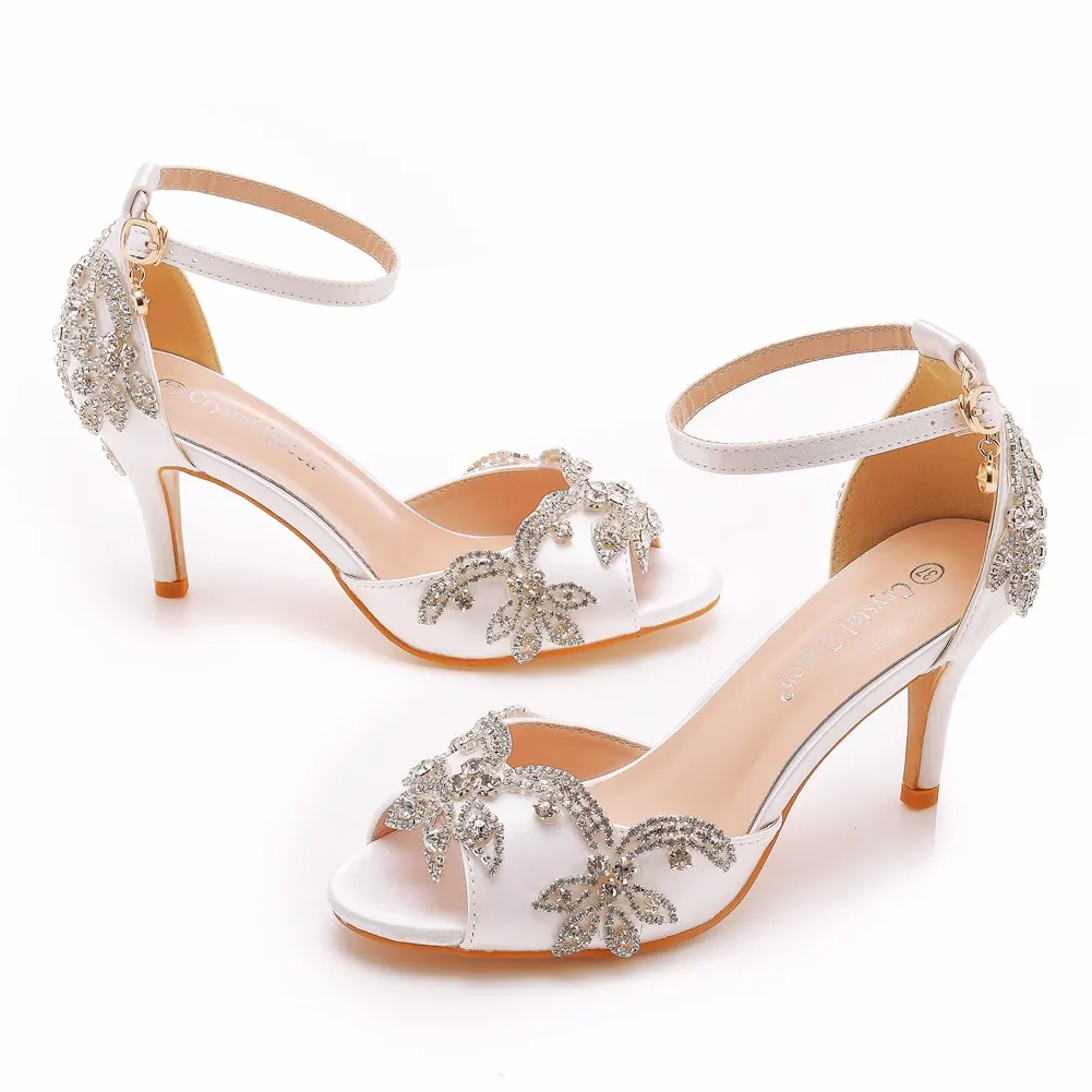 Breakj Breakj Cm Fish Mouth High Heel Sandals Shallow Mouth With Large-Size Round-Head High Heels Golden Water Drill Fine Sandals
