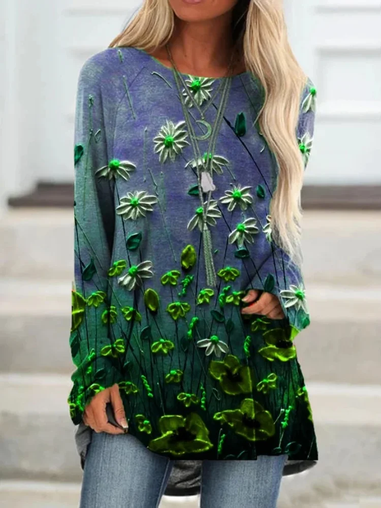 Flowers 3D Art A Line T Shirt