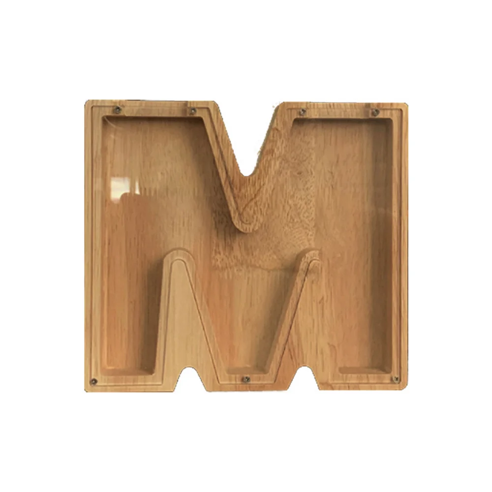 Purexcellent&trade; Wooden creative English letters transparent money jar