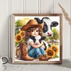 Diamond Painting-DIY Full Round Drill Girl And Cow