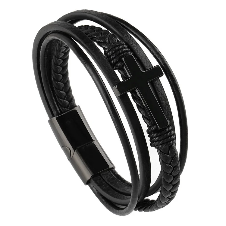 Metal Cross Leather Bracelet