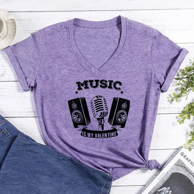 music V-neck T Shirt-Annaletters
