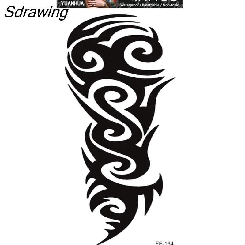 Sdrawing Forest Tattoo Sticker for Men Women Children Tiger Wolf Death Skull Temporary Tattoo Fake Henna Skeleton King Animal Tatoo