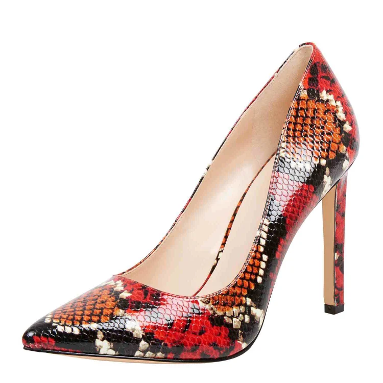 Multi-color Python Pointy Toe Stiletto Heel Dress Pumps Vdcoo