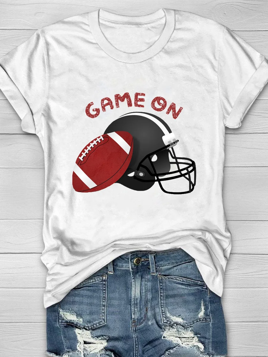 Football Game On Print Short Sleeve T-Shirt
