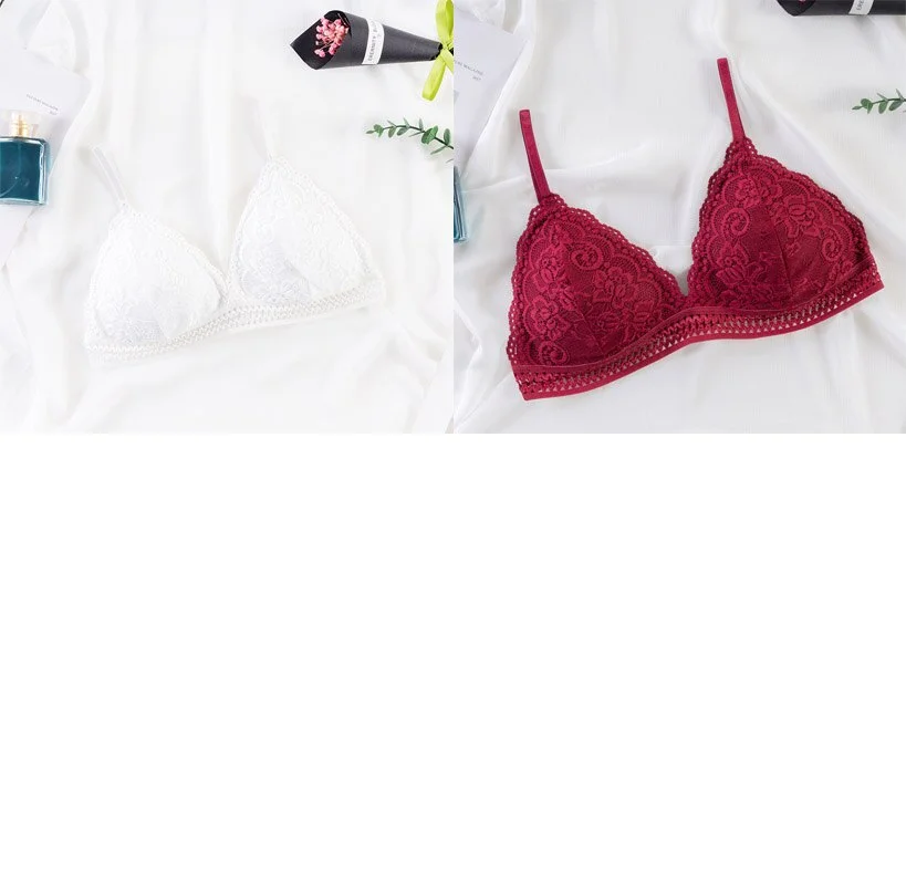 French seamless deep V seamless lace bra ladies wireless push up thin bra soft underwear comfortable sexy underwear french bra