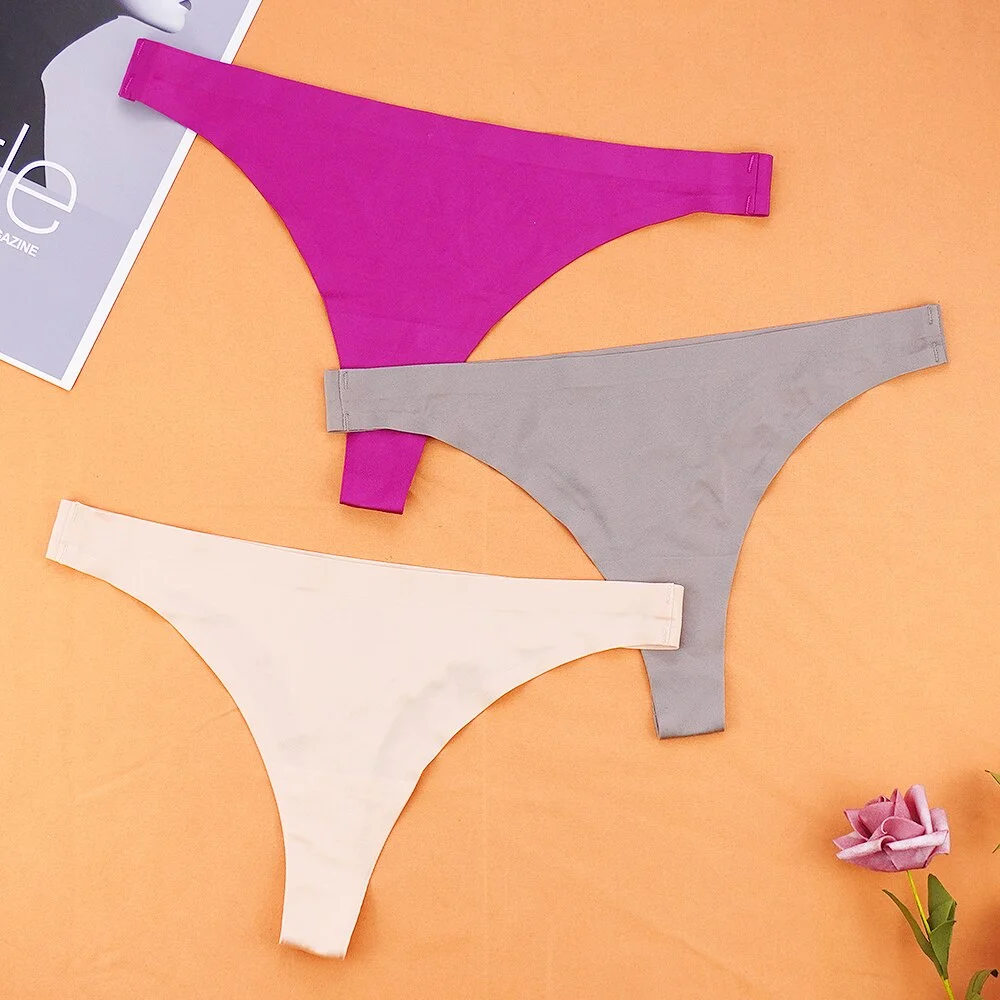 Billionm Woman 3Pcs/lots Sexy G-String Silk Seamless Women's Panties Leopard Python Printed Low Cut Intimate Underpants S-XL