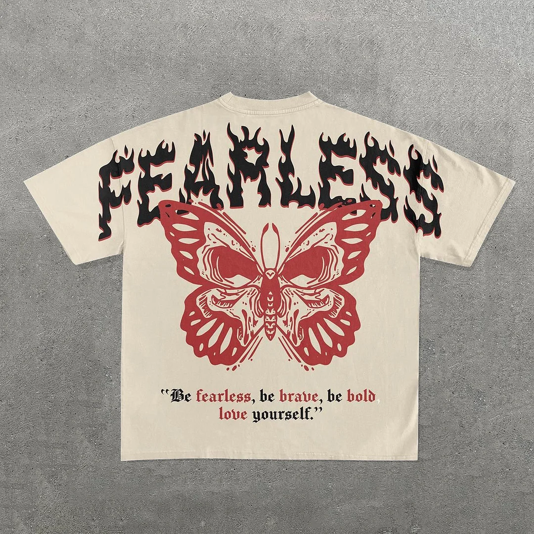 Fearless Butterfly Print Short Sleeve T-Shirt