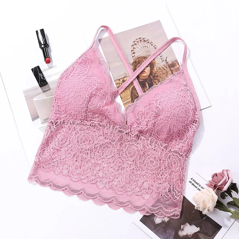 Women Beauty Padded Back Bra Lace Tube Top Underwear Woman Sexy Lace Lingerie Intimate Clothes White Tube Top Youngirl Bralette