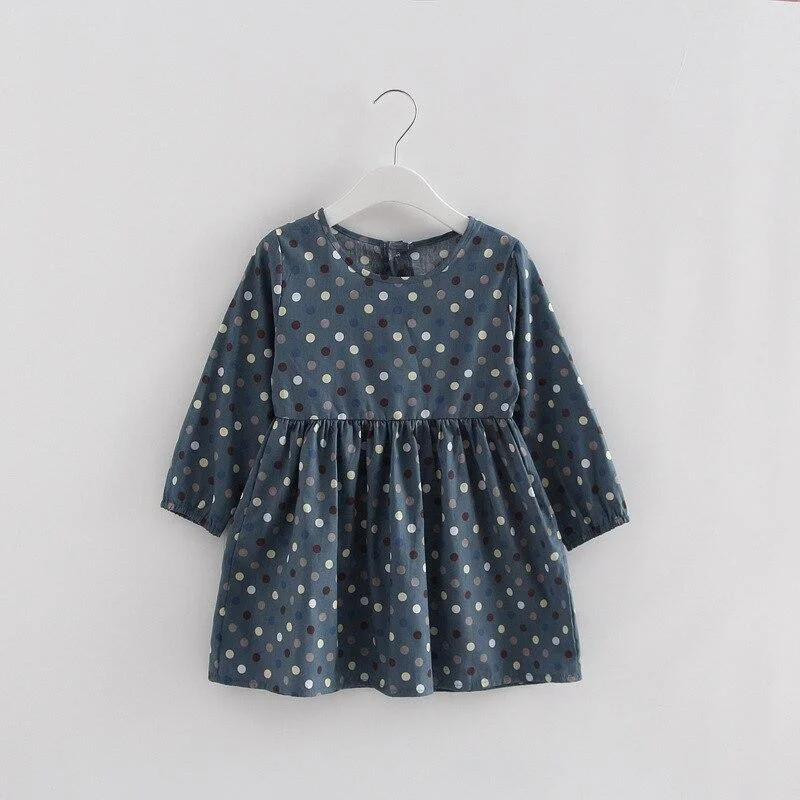 3 to 7 Years Spring Summer Cotton Girl Dress Long Sleeve Children Dress Polka Dot Kids Dresses for Girls Fashion Girls Clothing