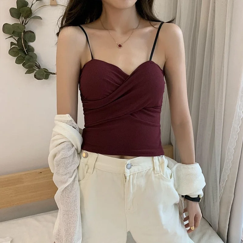 Women Cotton Underwear Push Up Brassreie Women Suspender Tank Up Sexy Fashion Top Ladies Solid Color Lingerie Female  Soft Top