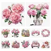 12pcs Pink Rose-11CT Stamped Cross Stitch Set 12.5*12.5cm/4.92*4.92in tapestrymarket