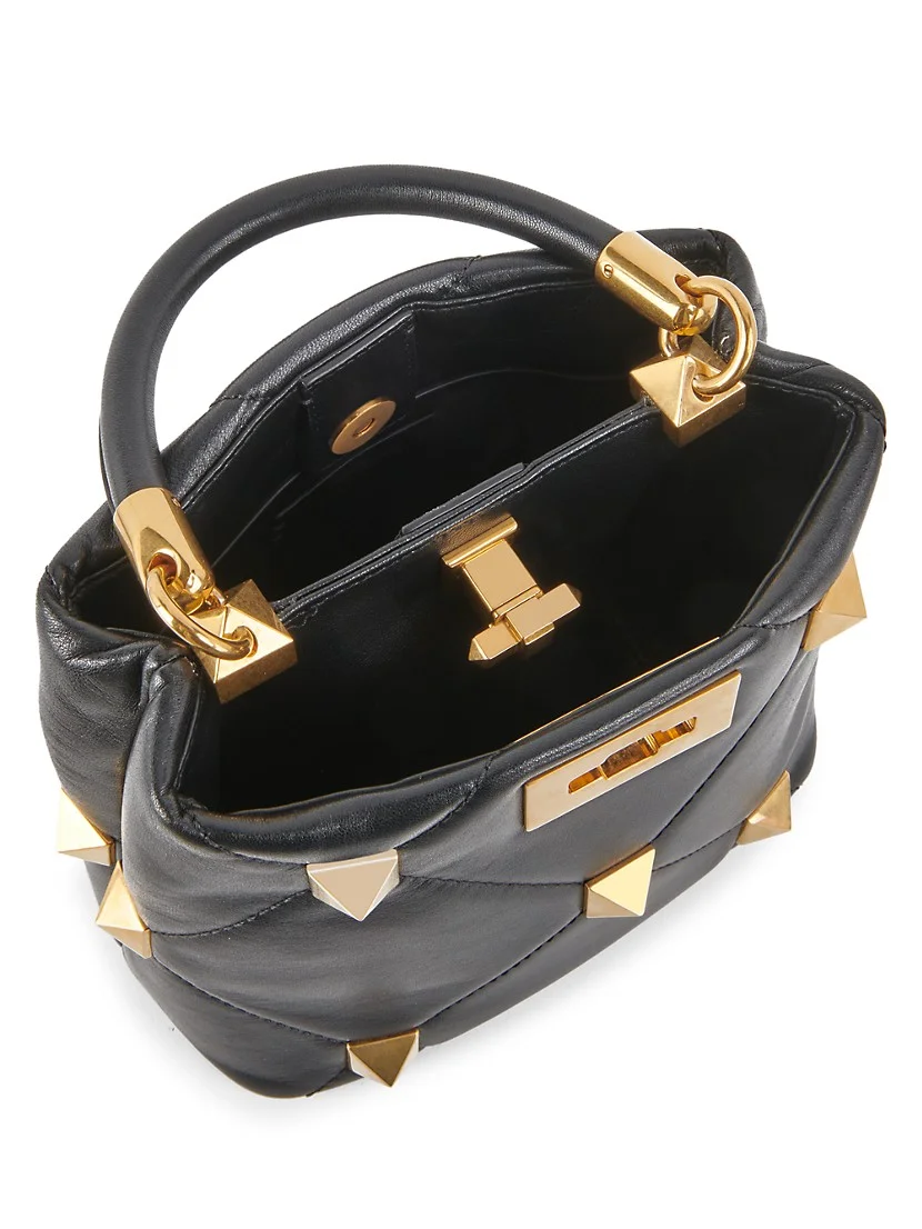 Valentino Garavani Small Roman Stud Leather Top Handle Bag