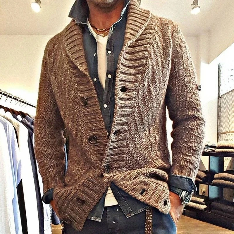 Men's Sweater Button Long Sleeve Knitted Cardigan Coat