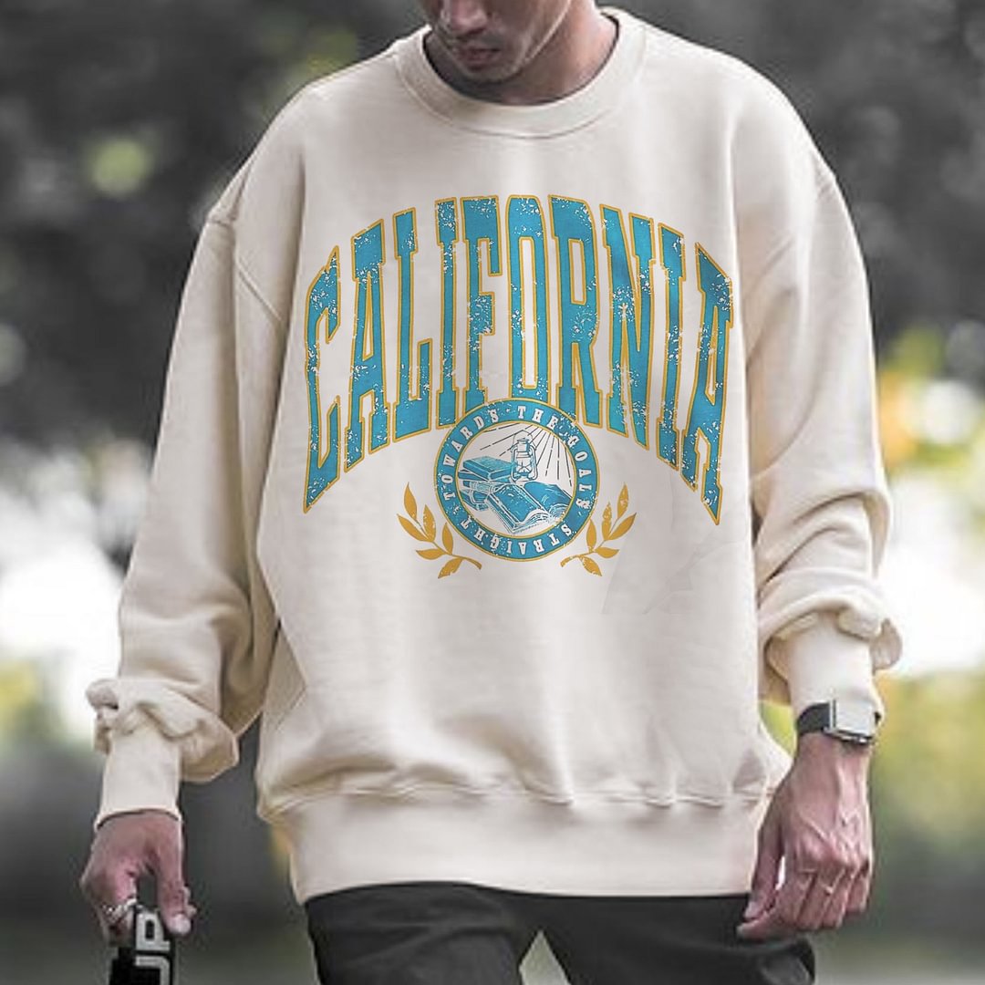 Oversized california vintage round neck sweatshirt-barclient