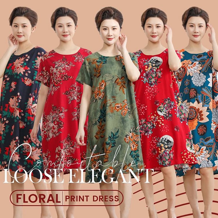 Comfortable Loose Elegant Floral Print Dress