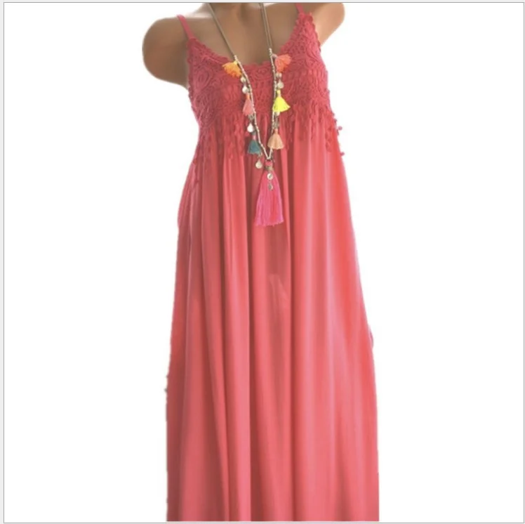 Brownm Brownm Hot Explosive Sexy Lace Sling Long Dress Seven Color Eight Yards