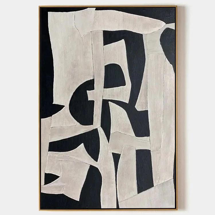 BLACK AND WHITE ABSTRACT: Minimalist Abstract Painting（Canvas painting）