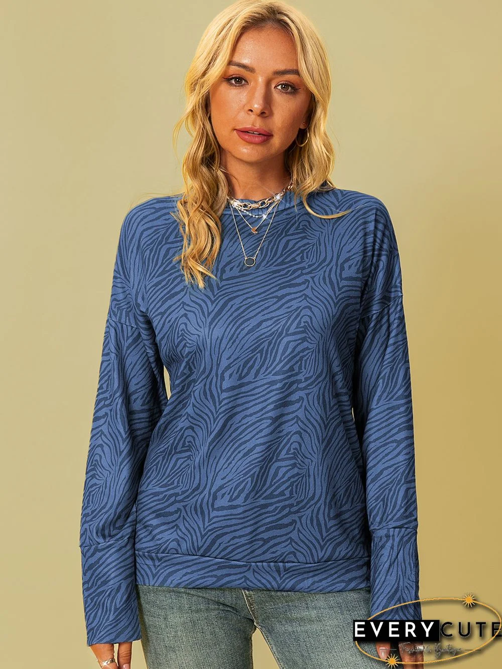 long sleeve shift zebra Tops