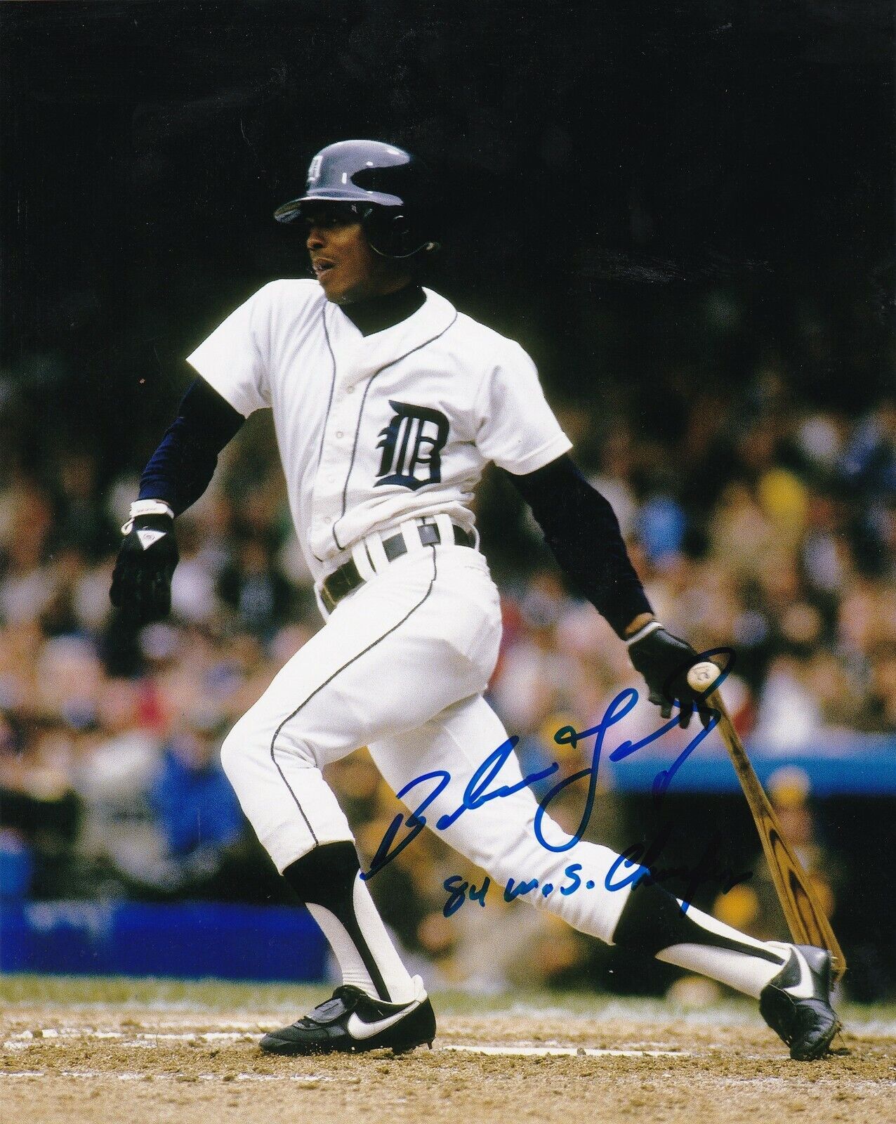 BARBARO GARBEY DETROIT TIGERS 84 WS CHAMPS ACTION SIGNED 8x10