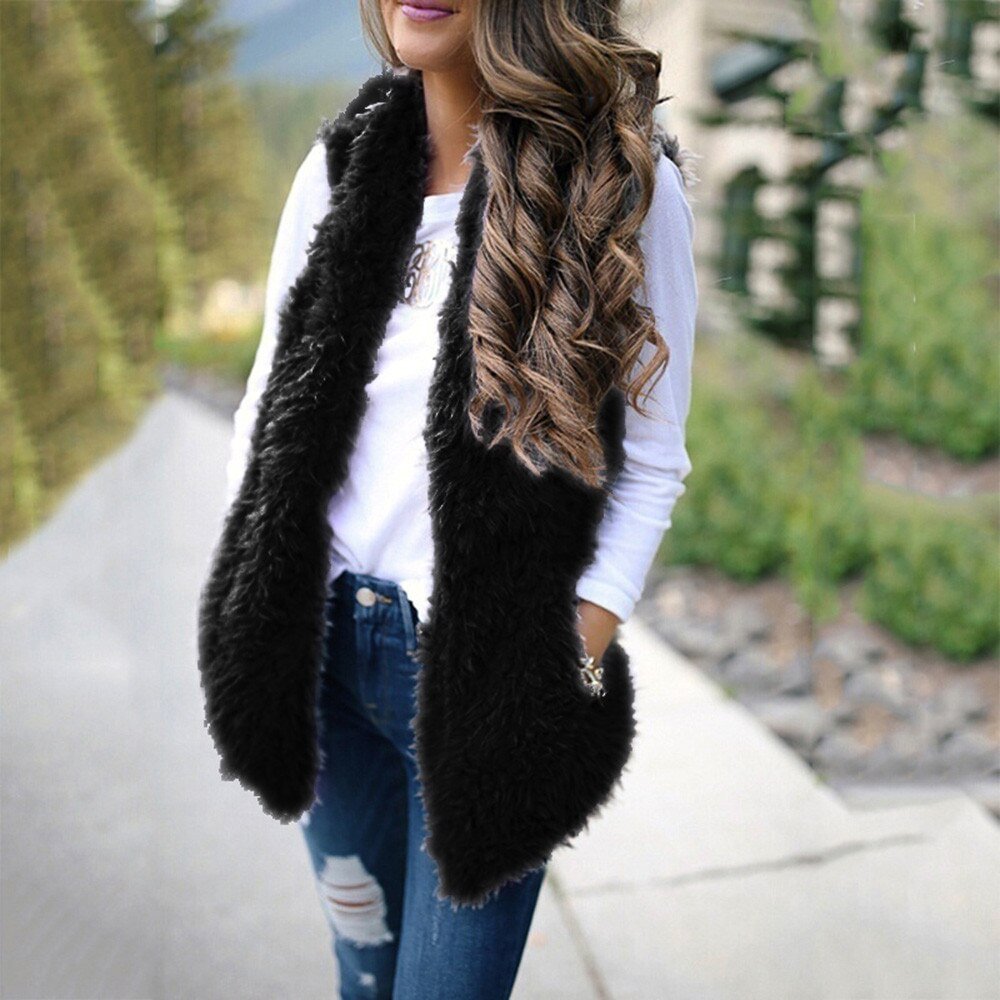 2020 Winter waistcoat for women Plush chalecos mujer Faux Fur Solid Casual Sleeveless Warm Vest Jacket warm cashmere cardigan