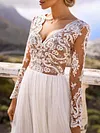 Lace Split-Joint Long Sleeves  Wedding Maxi Dress