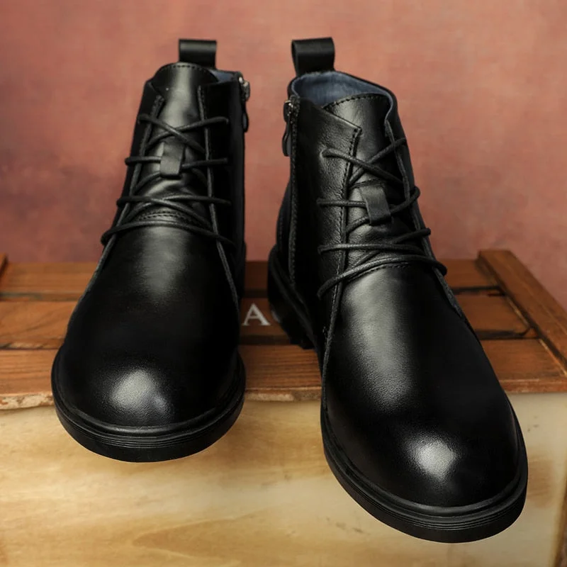 Big Size 50 Men Boots Comfy Lace-up High Quality Genuine Leather Mens Boots 2021 Winter Fashion Casual Shoes Man Durable Outsole