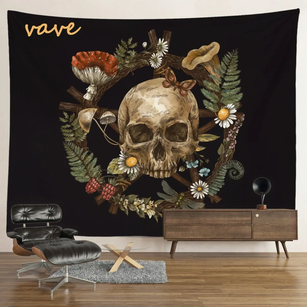 Nigikala Magic Vintage Tarot Mushroom Tapestry Wall Hanging Trippy Butterfly Mandala Hippie Aesthetic Tapestry Sun and Moon