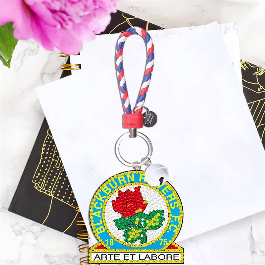 5D DIY Blackburn Rovers FC Double Sided Full Drill Keyring Diamond Keychains Pendant