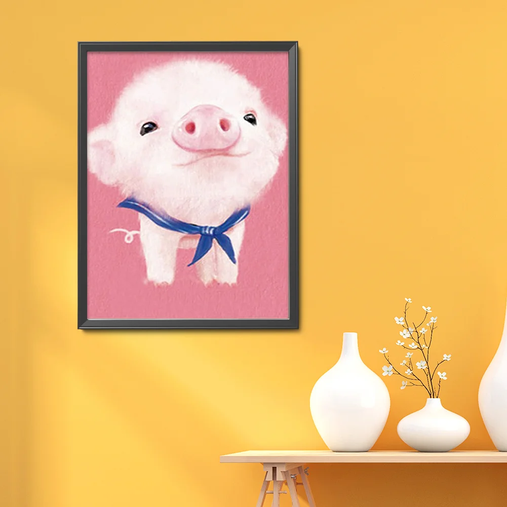 9CT Full Stamped Cross Stitch Bead Embroidery - Pig(Canvas|20*28CM)