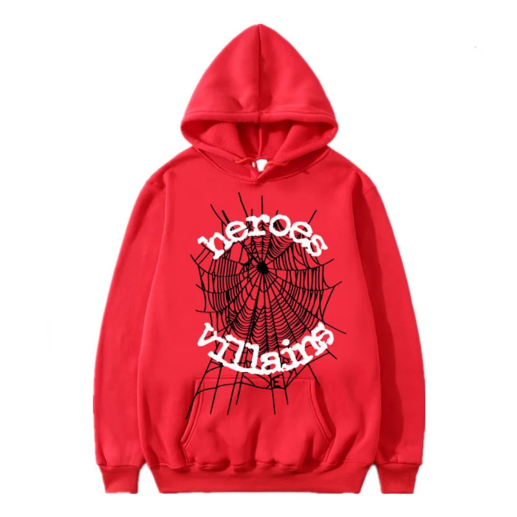 Hip Hop Spider Web Hooded Graphic Pullover Sweater Heroes Villains Printed Hoodie at Hiphopee